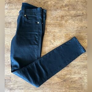7 For All Mankind Women's Black Coated Skinny Jeans
